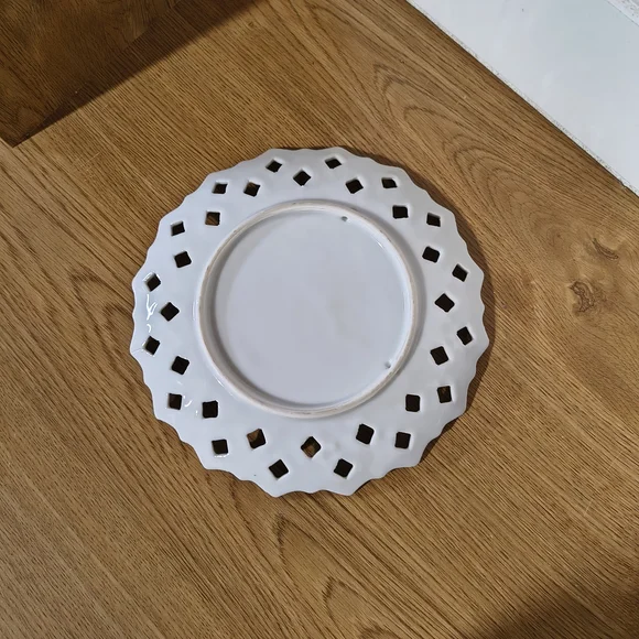 Floral Gold-Trim Porcelain Decorative Plate - Picture 2 of 4